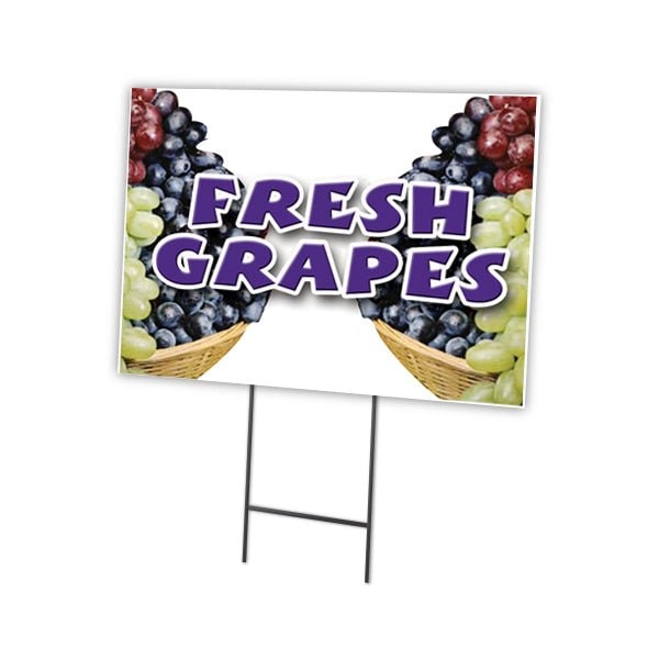 Signmission Fresh Grapes Yard Sign & Stake outdoor plastic coroplast window, C-2436 Fresh Grapes C-2436 Fresh Grapes - main